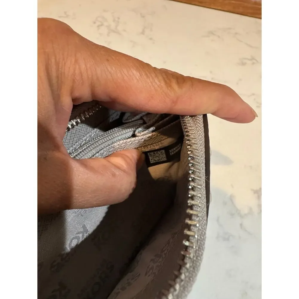 Michael Kors Gray Studded Jet Set Continental Wallet clutch textured leather